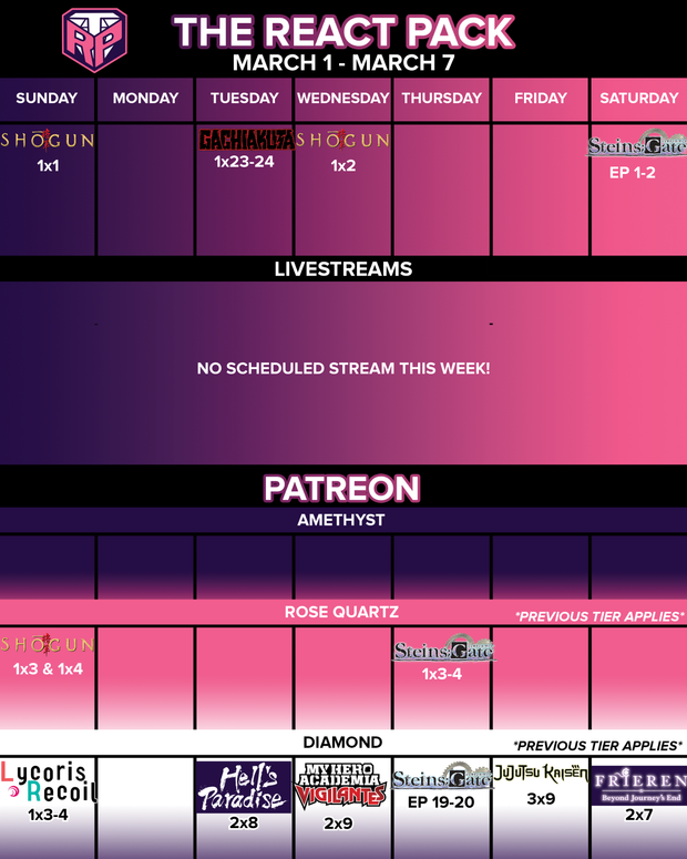 March 1 - 7 Schedule! - ScheduleMar1